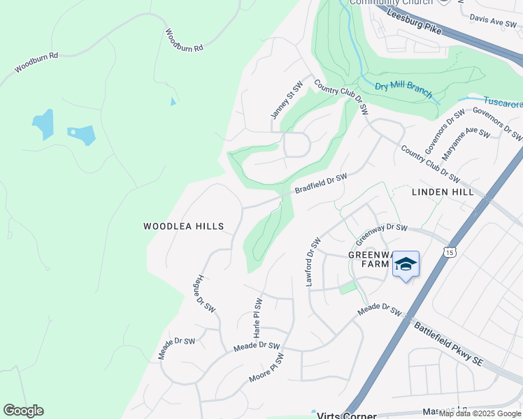 map of restaurants, bars, coffee shops, grocery stores, and more near 1228 Bradfield Drive Southwest in Leesburg