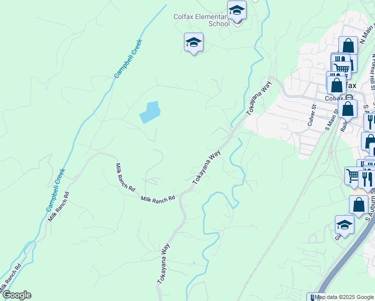 map of restaurants, bars, coffee shops, grocery stores, and more near 24145 Tokayana Way in Colfax