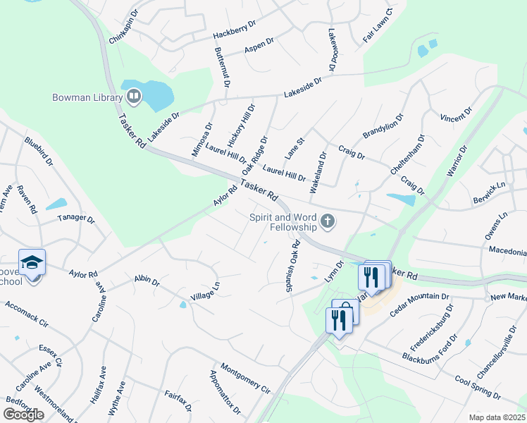 map of restaurants, bars, coffee shops, grocery stores, and more near 110 Mountain Ash Court in Stephens City