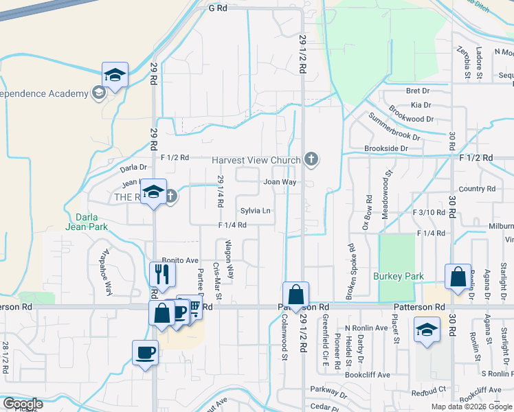 map of restaurants, bars, coffee shops, grocery stores, and more near 2938-2940 F 1/4 Road in Grand Junction