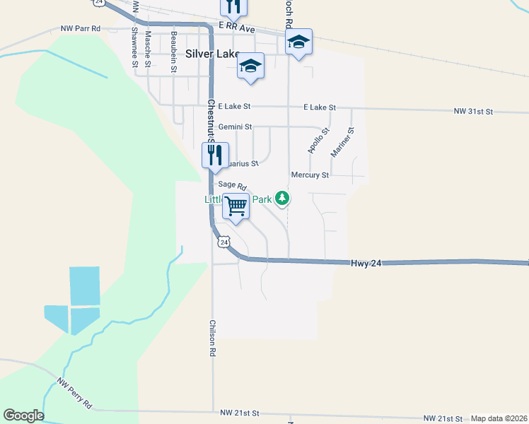 map of restaurants, bars, coffee shops, grocery stores, and more near 201-203 Center Drive in Silver Lake