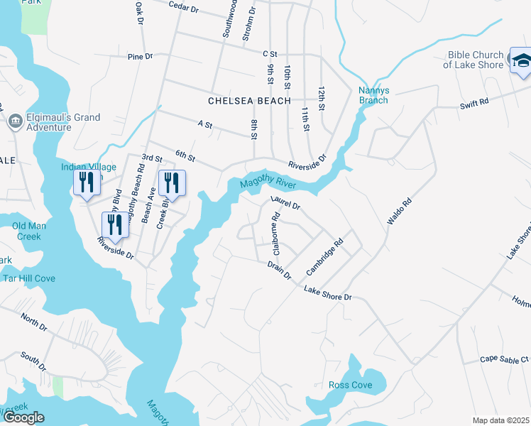 map of restaurants, bars, coffee shops, grocery stores, and more near 623 Laurel Drive in Pasadena