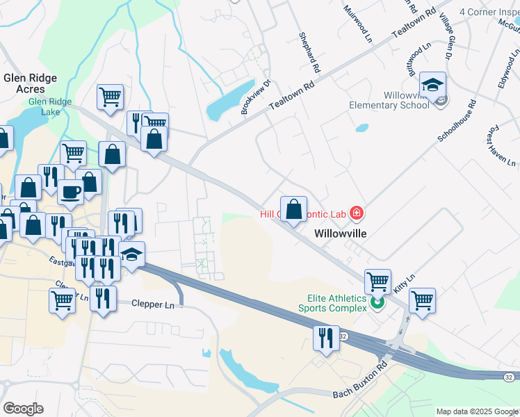 map of restaurants, bars, coffee shops, grocery stores, and more near Old State Route 74 in Clermont County