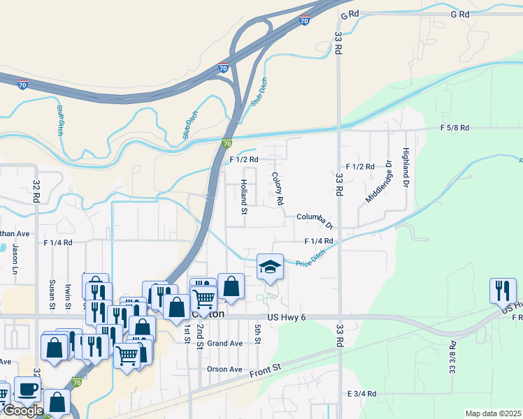 map of restaurants, bars, coffee shops, grocery stores, and more near 3277 Salem Court in Clifton