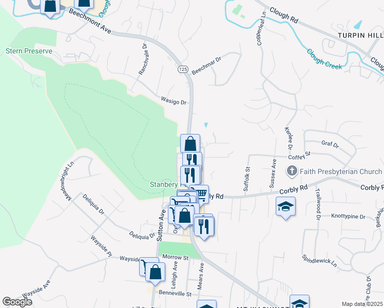 map of restaurants, bars, coffee shops, grocery stores, and more near 2332 Beechmont Avenue in Cincinnati
