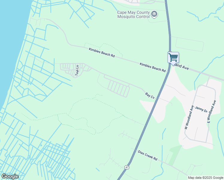map of restaurants, bars, coffee shops, grocery stores, and more near 35 New Jersey 47 in Cape May County