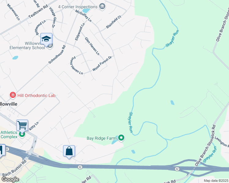 map of restaurants, bars, coffee shops, grocery stores, and more near 1284 McGuffey Lane in Batavia