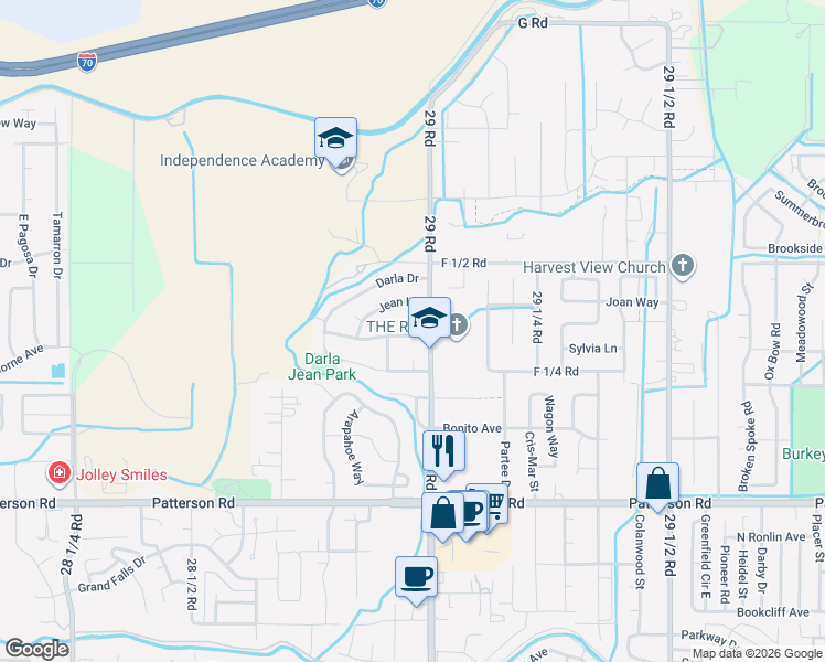 map of restaurants, bars, coffee shops, grocery stores, and more near 2897 Jean Ln in Grand Junction