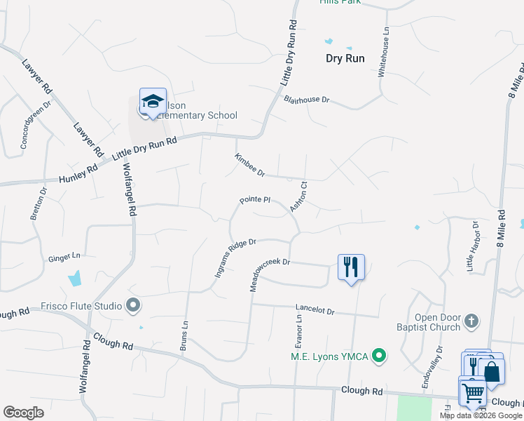 map of restaurants, bars, coffee shops, grocery stores, and more near 2423 Ashton Court in Cincinnati