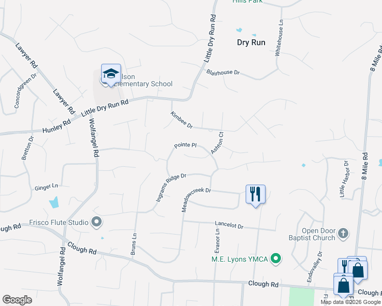 map of restaurants, bars, coffee shops, grocery stores, and more near 2423 Ashton Court in Cincinnati