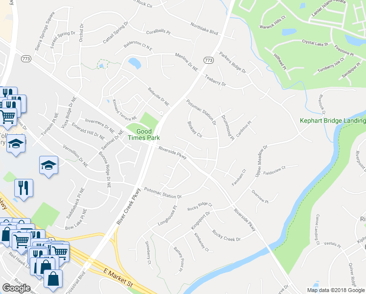 map of restaurants, bars, coffee shops, grocery stores, and more near 43062 Sherbrooke Terrace in Leesburg