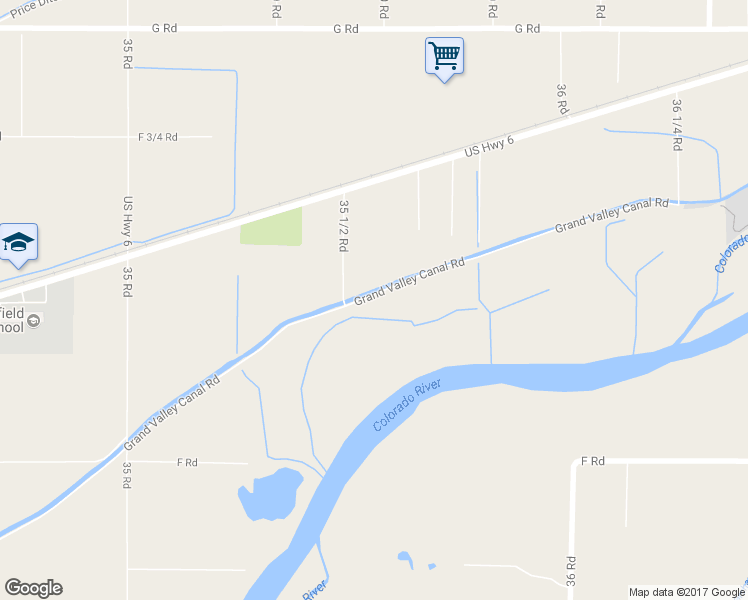 map of restaurants, bars, coffee shops, grocery stores, and more near 3557 Grand Valley Canal Road in Palisade