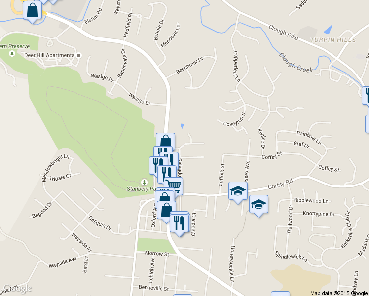 map of restaurants, bars, coffee shops, grocery stores, and more near 6239 Crestview Place in Cincinnati
