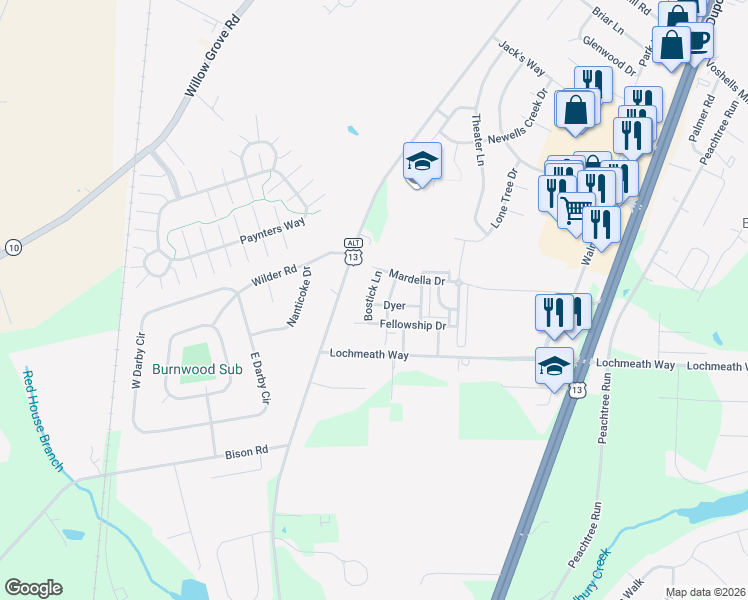 map of restaurants, bars, coffee shops, grocery stores, and more near 59 Givens Lane in Camden