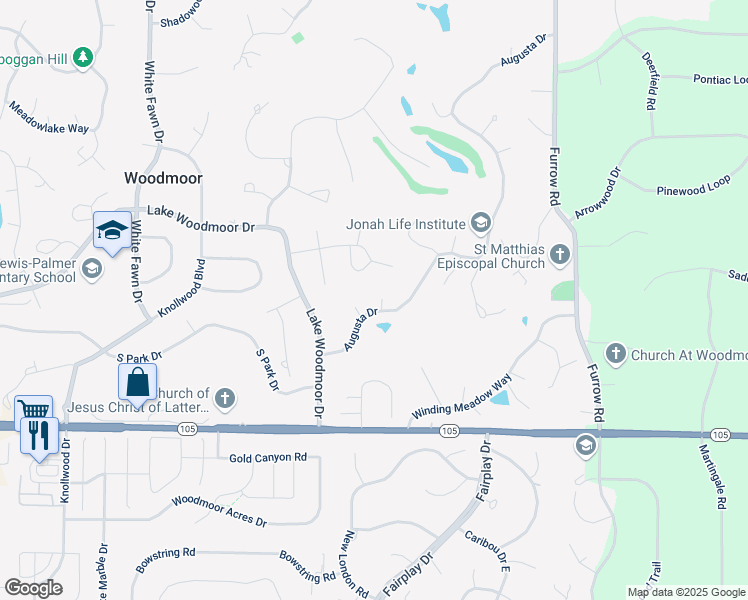 map of restaurants, bars, coffee shops, grocery stores, and more near 18300 Bent Oak Lane in Monument