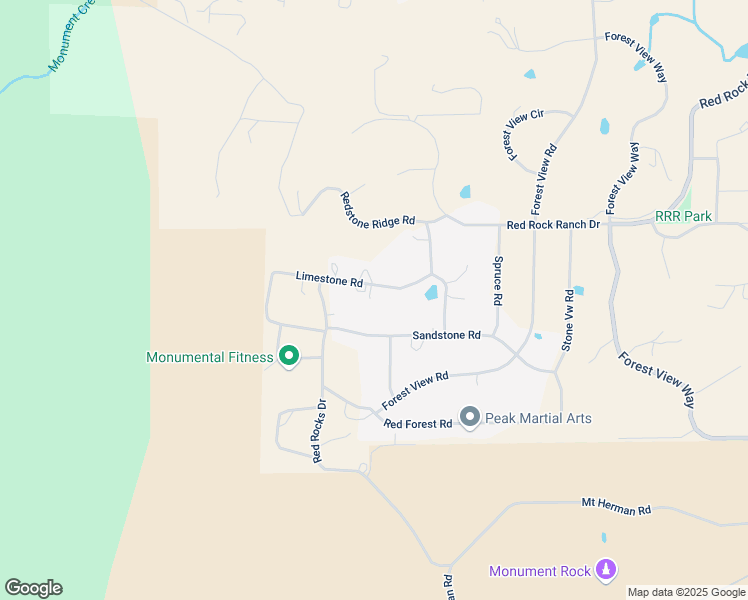 map of restaurants, bars, coffee shops, grocery stores, and more near 4675 Limestone Road in Monument