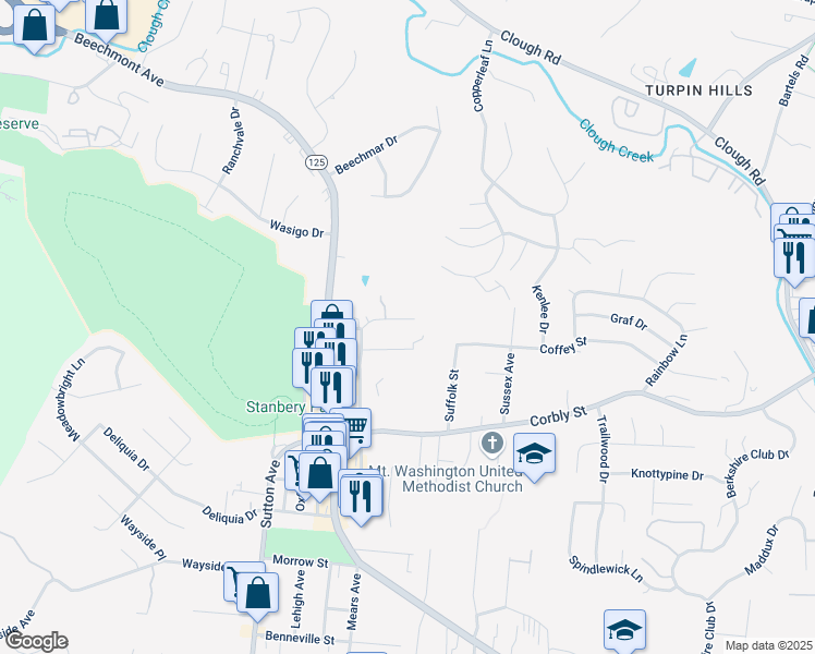 map of restaurants, bars, coffee shops, grocery stores, and more near 6271 Crestview Pl in Cincinnati