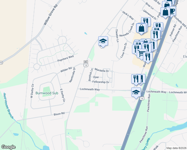 map of restaurants, bars, coffee shops, grocery stores, and more near 59 Givens Lane in Camden