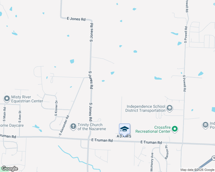map of restaurants, bars, coffee shops, grocery stores, and more near 701 South Jones Road in Independence