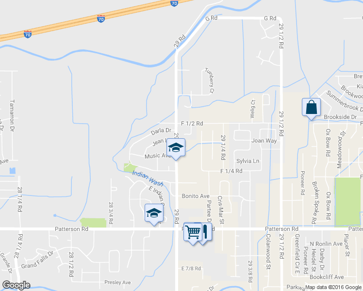 map of restaurants, bars, coffee shops, grocery stores, and more near 635 Country Lane Court in Grand Junction