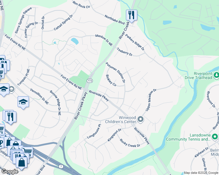 map of restaurants, bars, coffee shops, grocery stores, and more near 43088 Candlewick Square in Leesburg