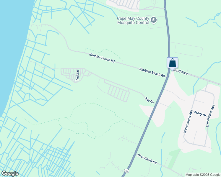 map of restaurants, bars, coffee shops, grocery stores, and more near 35 New Jersey 47 in Cape May County