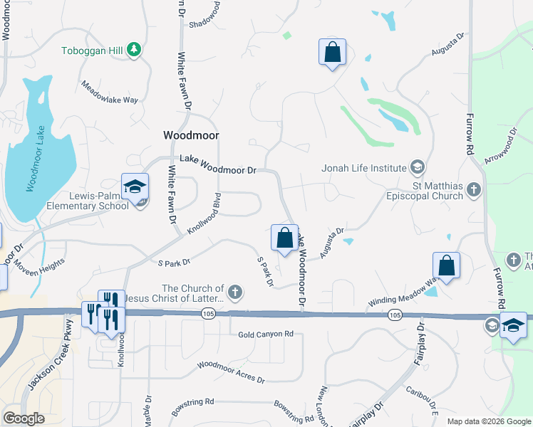 map of restaurants, bars, coffee shops, grocery stores, and more near 830 Towne Court in Monument