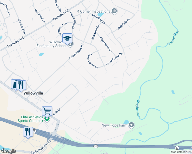 map of restaurants, bars, coffee shops, grocery stores, and more near 4494 Pearl Lane in Batavia