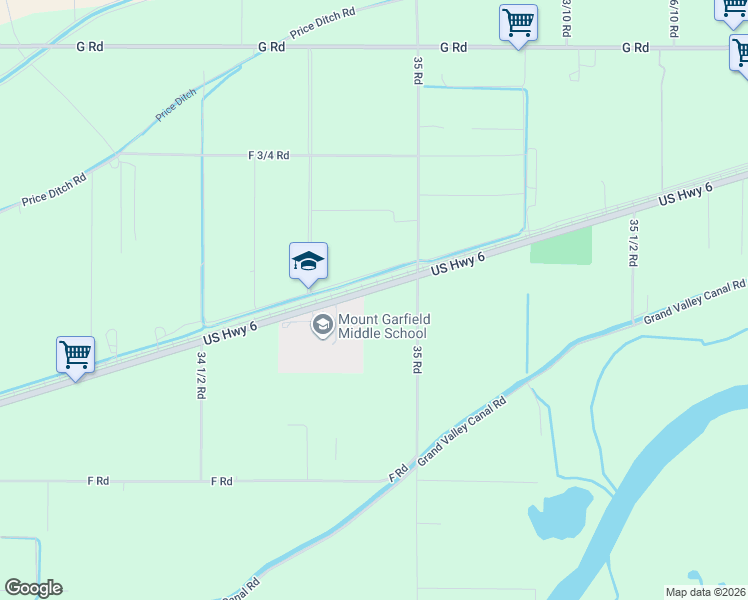 map of restaurants, bars, coffee shops, grocery stores, and more near 643 35 Road in Clifton