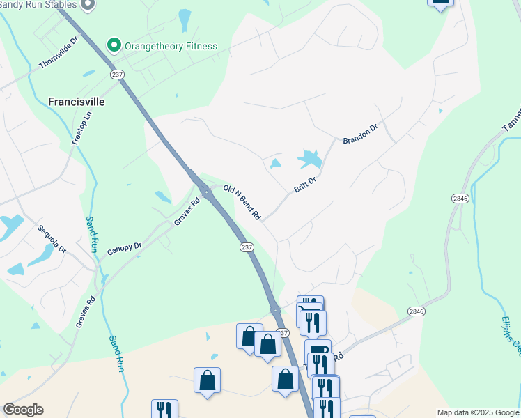 map of restaurants, bars, coffee shops, grocery stores, and more near 1687 Old North Bend Road in Hebron