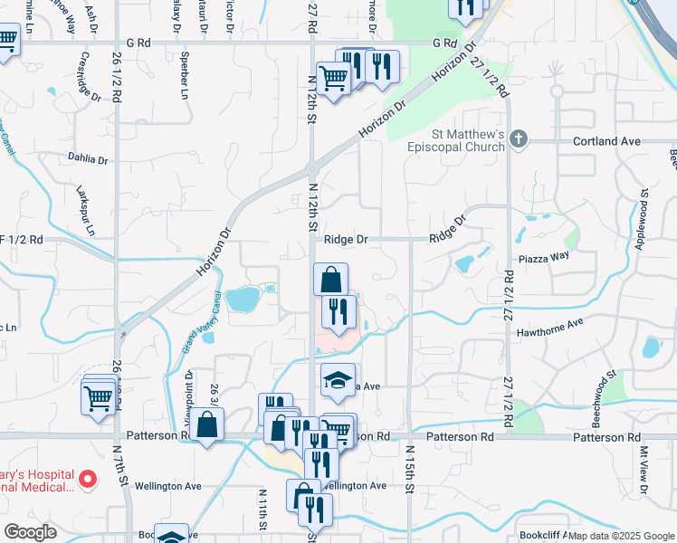 map of restaurants, bars, coffee shops, grocery stores, and more near 3260 North 12th Street in Grand Junction