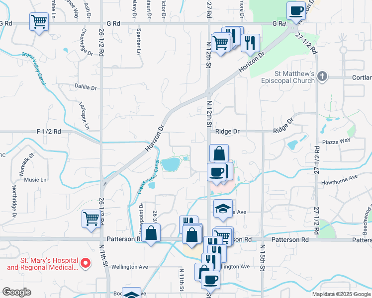 map of restaurants, bars, coffee shops, grocery stores, and more near 1035 Lakeside Drive in Grand Junction