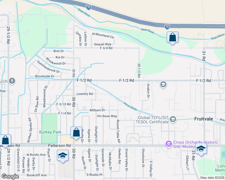 map of restaurants, bars, coffee shops, grocery stores, and more near 3029 F 1/2 Road in Grand Junction
