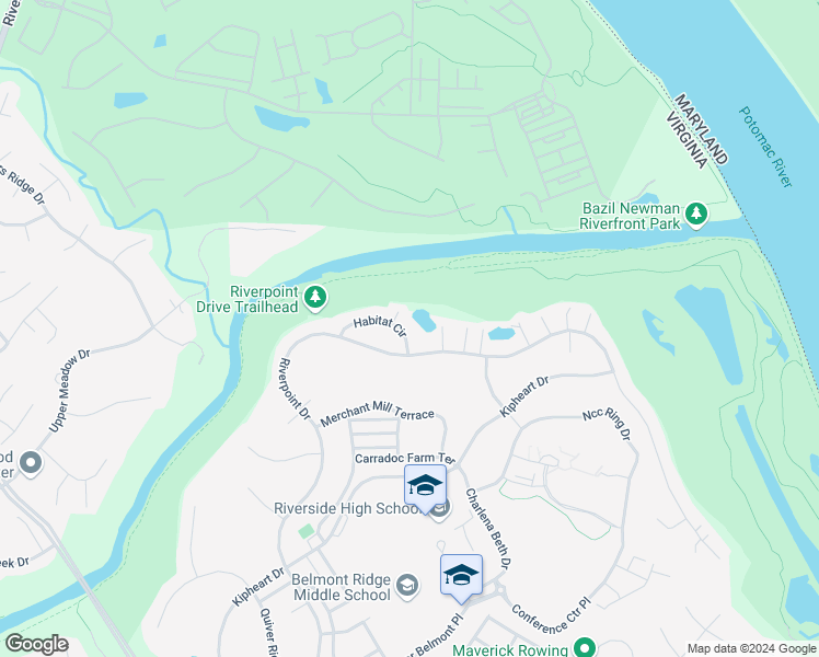 map of restaurants, bars, coffee shops, grocery stores, and more near 43624 Habitat Circle in Leesburg