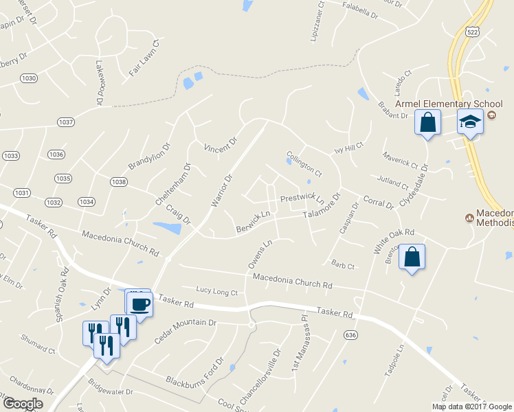 map of restaurants, bars, coffee shops, grocery stores, and more near 111 Quinton Oaks Circle in Stephens City