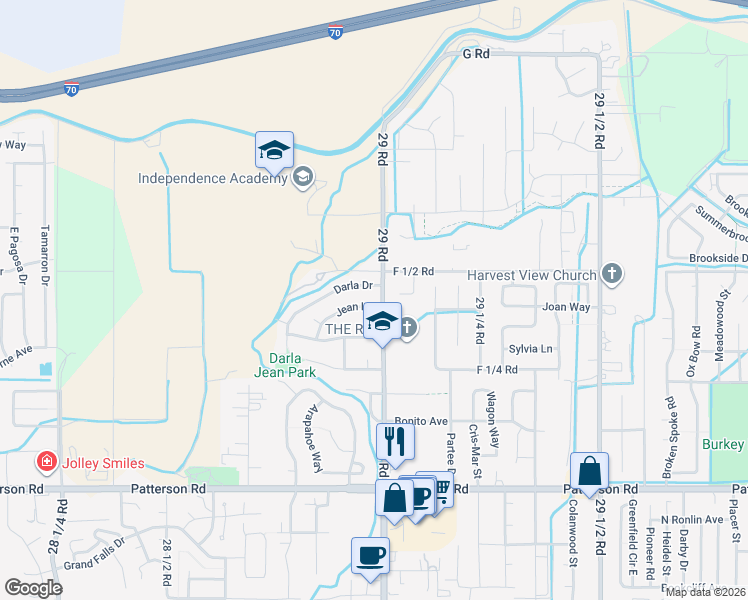 map of restaurants, bars, coffee shops, grocery stores, and more near 2897 Jean Ln in Grand Junction