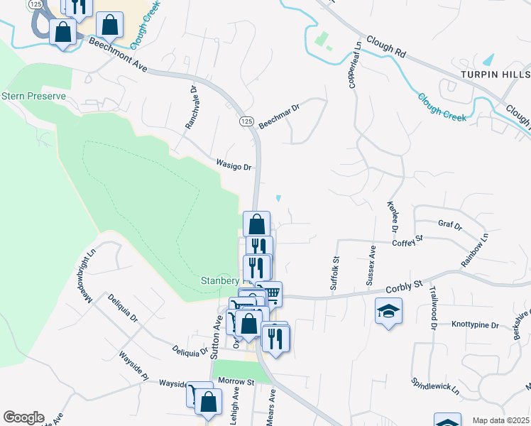 map of restaurants, bars, coffee shops, grocery stores, and more near 2332 Beechmont Avenue in Cincinnati
