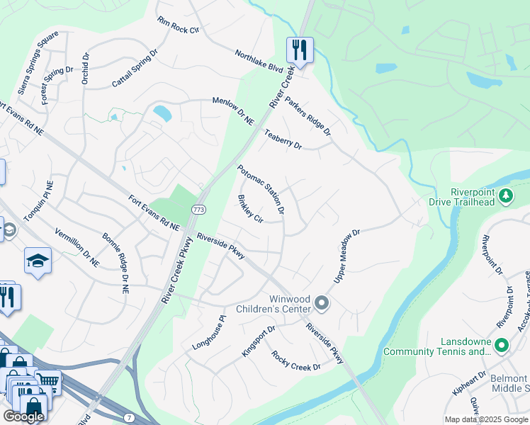map of restaurants, bars, coffee shops, grocery stores, and more near 18722 Timoney Court in Leesburg