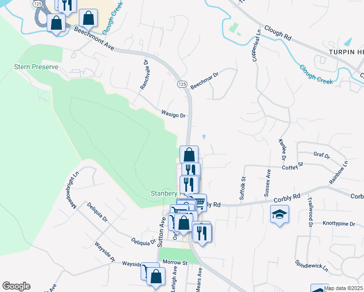 map of restaurants, bars, coffee shops, grocery stores, and more near 2345 Beechmont Avenue in Cincinnati