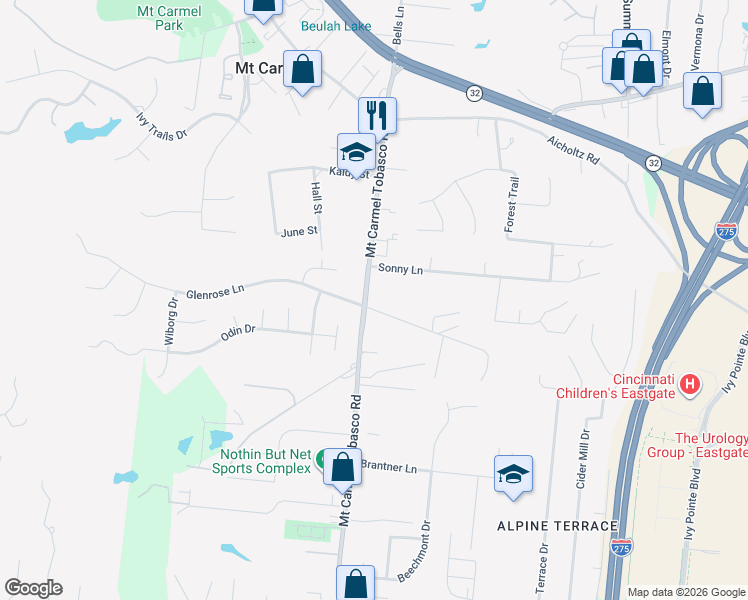map of restaurants, bars, coffee shops, grocery stores, and more near 4426 Mount Carmel Tobasco Road in Cincinnati