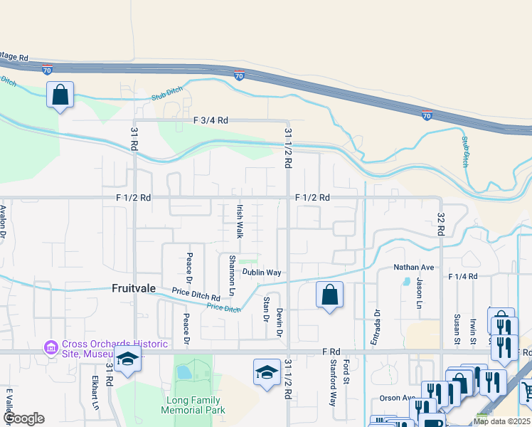 map of restaurants, bars, coffee shops, grocery stores, and more near 3145-3149 F 1/2 Rd in Grand Junction