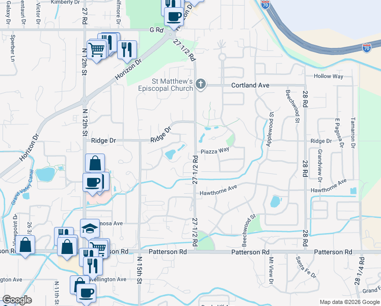 map of restaurants, bars, coffee shops, grocery stores, and more near 697 27 1/2 Road in Grand Junction