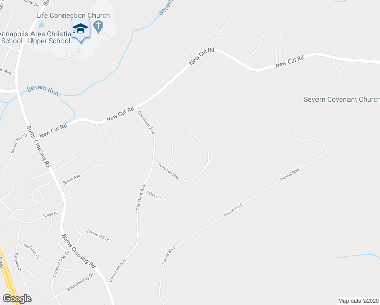 map of restaurants, bars, coffee shops, grocery stores, and more near 8417 Terry Lee Way in Severn