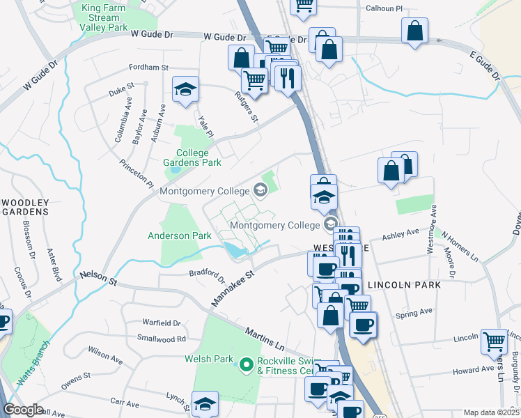map of restaurants, bars, coffee shops, grocery stores, and more near in Potomac
