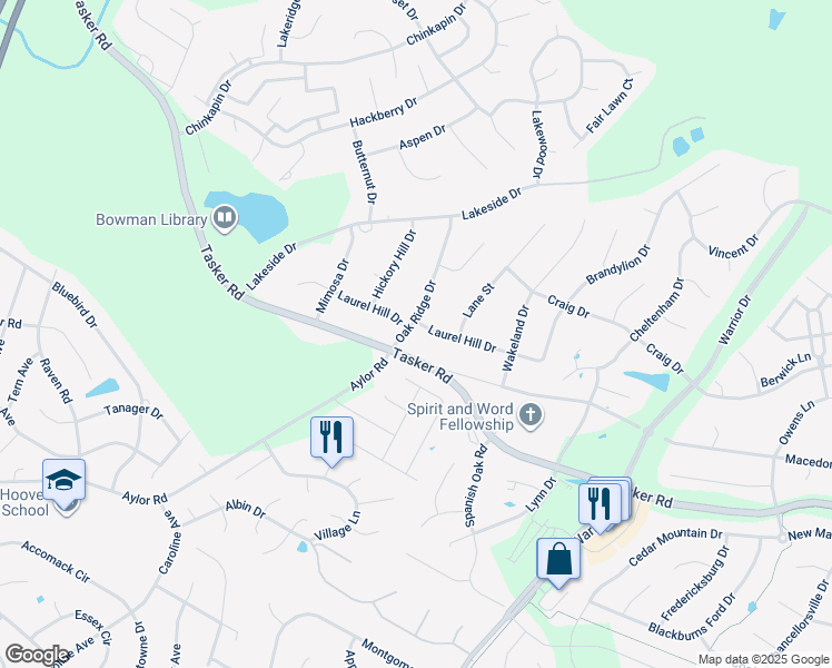 map of restaurants, bars, coffee shops, grocery stores, and more near 200 Laurel Hill Drive in Stephens City