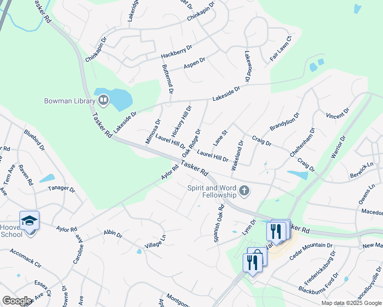 map of restaurants, bars, coffee shops, grocery stores, and more near 200 Laurel Hill Drive in Stephens City