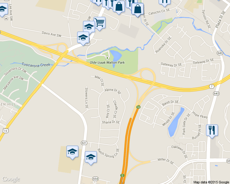 map of restaurants, bars, coffee shops, grocery stores, and more near 186 Alpine Drive Southeast in Leesburg