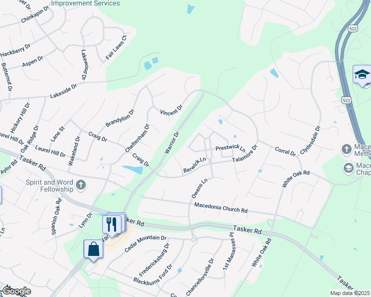 map of restaurants, bars, coffee shops, grocery stores, and more near 313 Quinton Oaks Circle in Stephens City