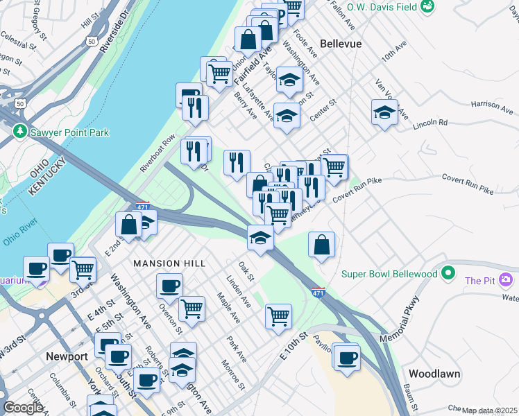 map of restaurants, bars, coffee shops, grocery stores, and more near 15 Donnermeyer Drive in Bellevue