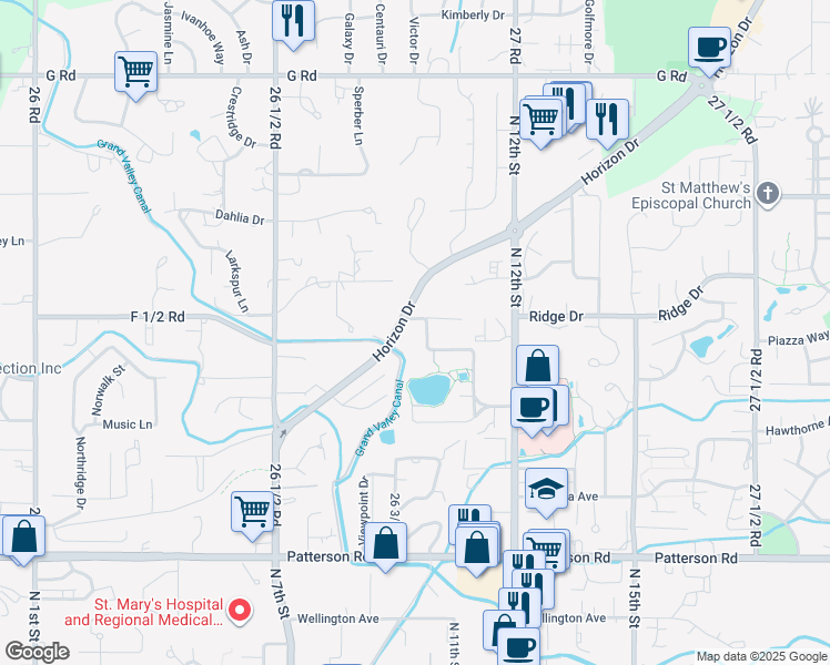 map of restaurants, bars, coffee shops, grocery stores, and more near 3233 Lakeside Drive in Grand Junction